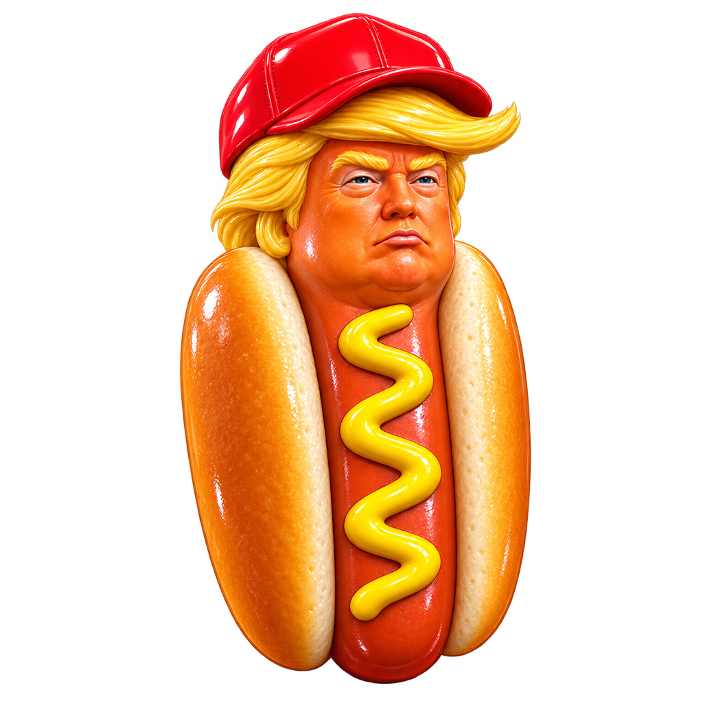 Trump Dog cutout illustration, three-quarter view